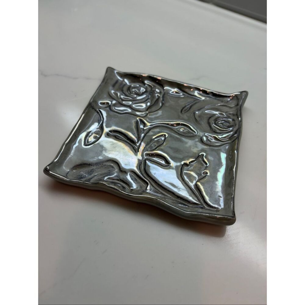 Rose Floral Iridescent Trinket Dish - Picture 2 of 5